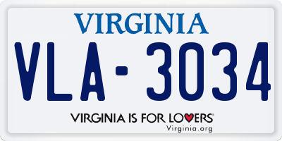 VA license plate VLA3034