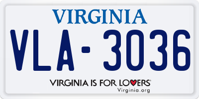 VA license plate VLA3036
