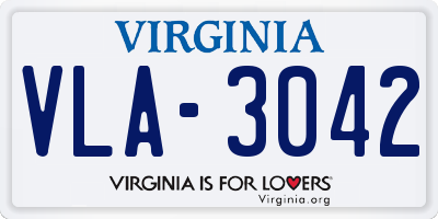VA license plate VLA3042