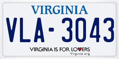 VA license plate VLA3043
