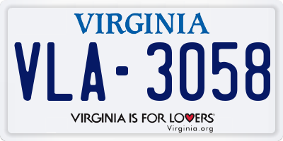 VA license plate VLA3058