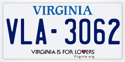 VA license plate VLA3062