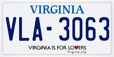 VA license plate VLA3063