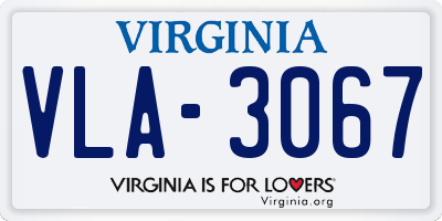 VA license plate VLA3067