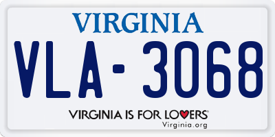VA license plate VLA3068