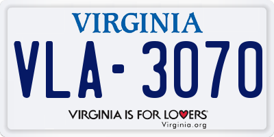 VA license plate VLA3070