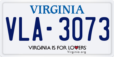 VA license plate VLA3073