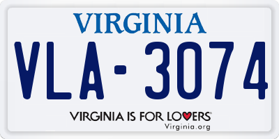 VA license plate VLA3074