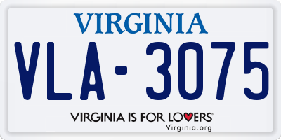 VA license plate VLA3075