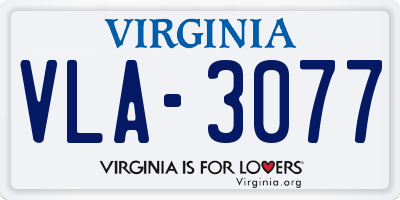 VA license plate VLA3077