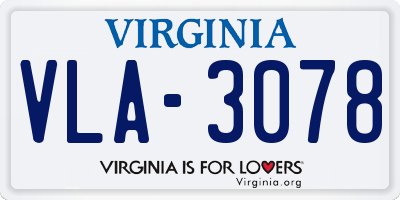 VA license plate VLA3078
