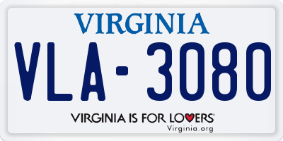VA license plate VLA3080