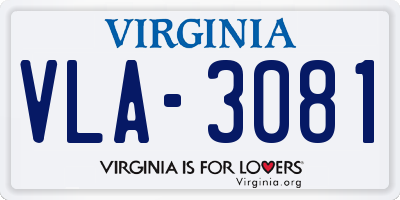VA license plate VLA3081