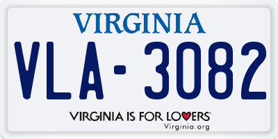 VA license plate VLA3082