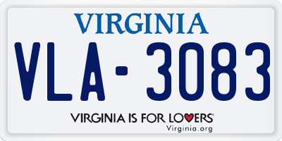 VA license plate VLA3083