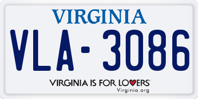 VA license plate VLA3086