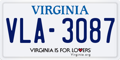 VA license plate VLA3087