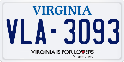VA license plate VLA3093