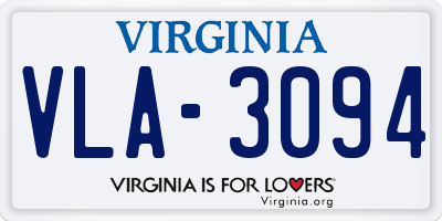 VA license plate VLA3094