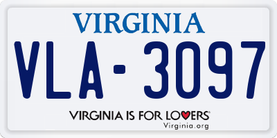 VA license plate VLA3097