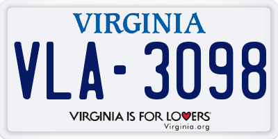 VA license plate VLA3098