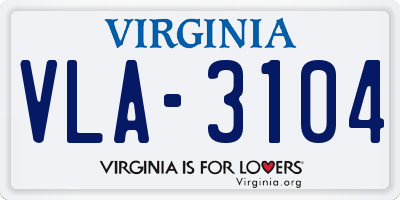 VA license plate VLA3104