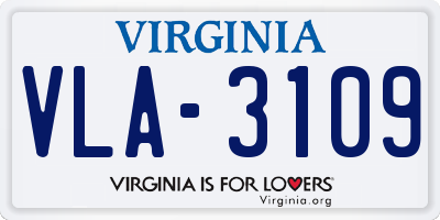 VA license plate VLA3109
