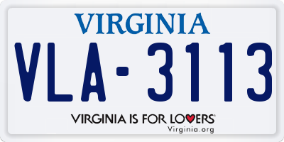 VA license plate VLA3113