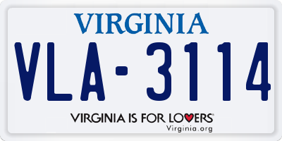 VA license plate VLA3114