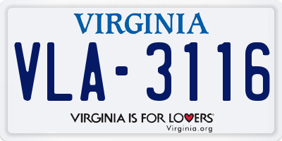VA license plate VLA3116