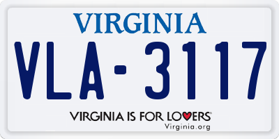 VA license plate VLA3117