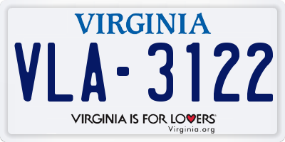 VA license plate VLA3122