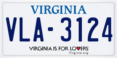 VA license plate VLA3124