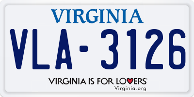 VA license plate VLA3126
