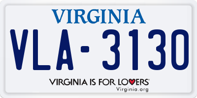 VA license plate VLA3130