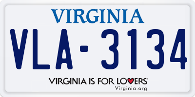 VA license plate VLA3134