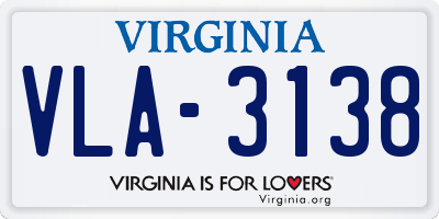 VA license plate VLA3138
