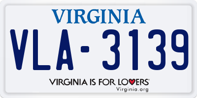 VA license plate VLA3139