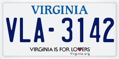 VA license plate VLA3142