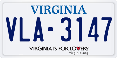 VA license plate VLA3147