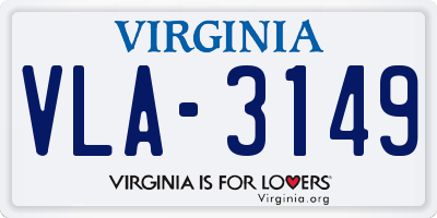 VA license plate VLA3149