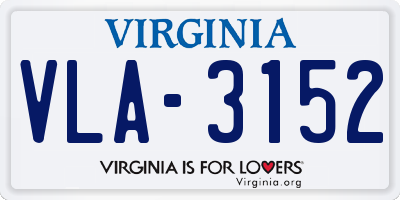 VA license plate VLA3152