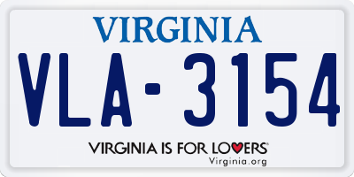 VA license plate VLA3154