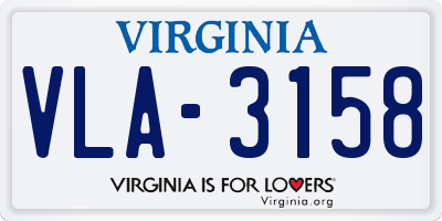 VA license plate VLA3158