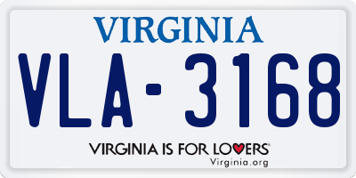 VA license plate VLA3168