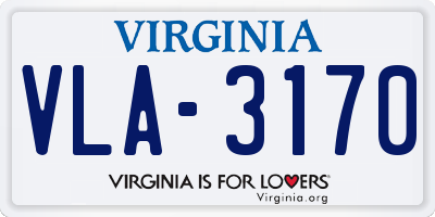 VA license plate VLA3170