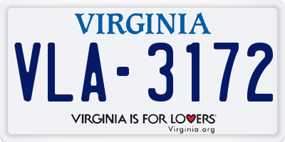 VA license plate VLA3172