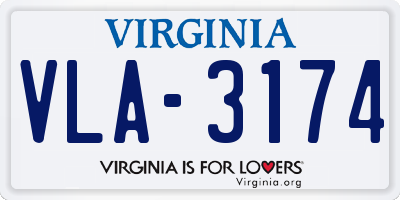 VA license plate VLA3174