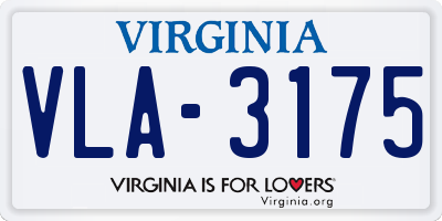 VA license plate VLA3175