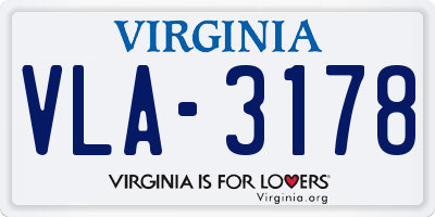 VA license plate VLA3178